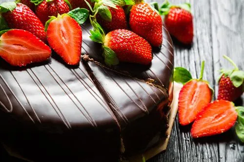 tort czekoladowy z truskawk